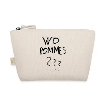 WoPommes – Lustiges Wortspiel Design mit Pommes  - Bio-Täschchen - Natur - Vorne