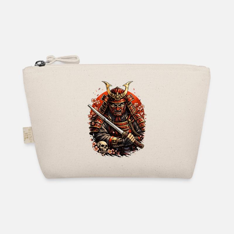 Samurai mit Kirschblüten und Schädel Bio-Täschchen