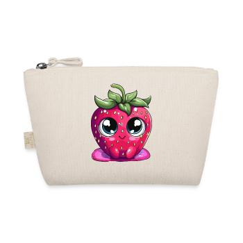 Kawaii Strawberry Face Face Face - Organic Pouch - nature - Front