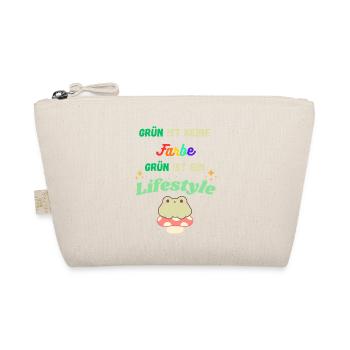 Grün ist Lifestyle – bunte Typo & Frosch - Bio-Täschchen - Natur - Vorne