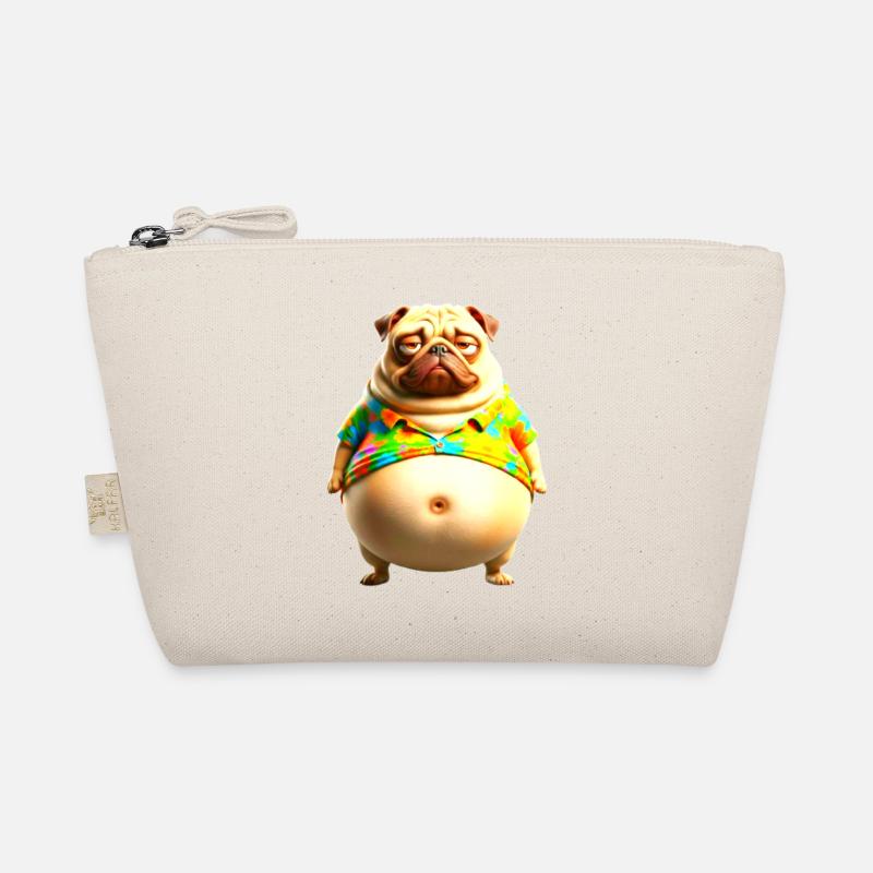 Batik-Pug Sommer-T-Shirt - Bio-Täschchen - Natur