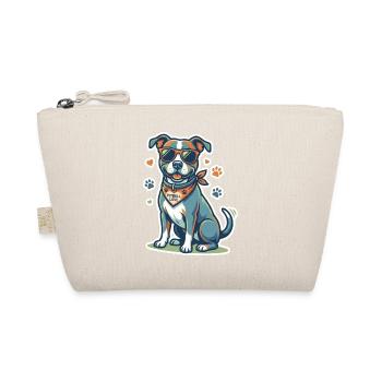 Cooler Pitbull mit Sonnenbrille – Süßer Pitbull Love Dog - Bio-Täschchen - Natur - Vorne