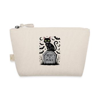 A black cat on the Rest in Peace tombstone - Organic Pouch - nature - Front