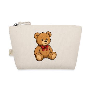 Teddy Bär mit roter Schleife - Bio-Täschchen - Natur - Vorne