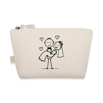 Wedding Couple Cartoon Heart - Organic Pouch - nature - Front