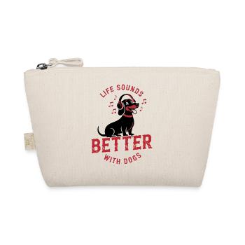 Cute dog with headphones music lover - Organic Pouch - nature - Front