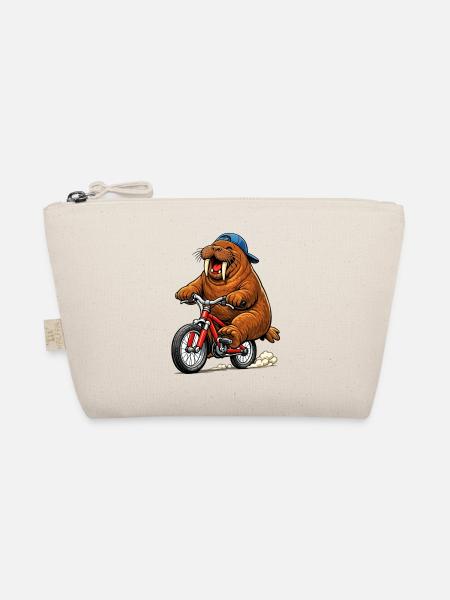 Walroß auf dem Fahrrad - Bio-Täschchen - Natur