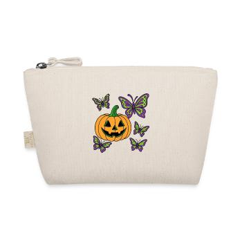 Halloween Kuerbis und lila Schmetterlinge - Bio-Täschchen - Natur - Vorne