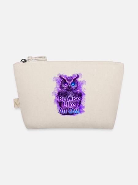 Be Wise Like An Owl Neon Design - Organic Pouch - nature