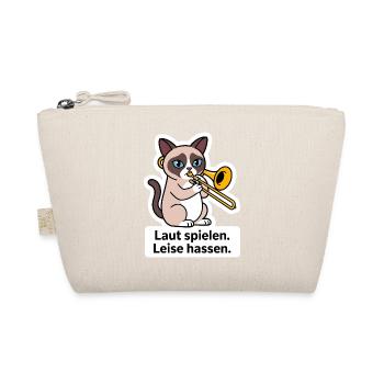 Posaune Posaunist Katze Blechbläser T-Shirt - Bio-Täschchen - Natur - Vorne