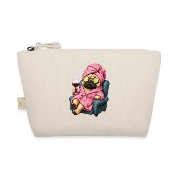Spa-Pug im Pinken Bademantel - Bio-Täschchen - Natur - Vorne