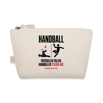 Fußballer fallen, Handballer stehen auf – Shirt - Bio-Täschchen - Natur - Vorne
