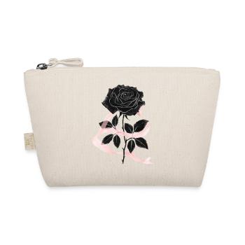 Schwarze Rose und rosa Band - Bio-Täschchen - Natur - Vorne