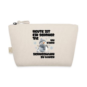Schneemann Zeit - Snowman Time - Bio-Täschchen - Natur - Vorne
