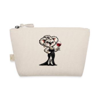 Koala-Dame im Abendkleid mit Rotwein - Bio-Täschchen - Natur - Vorne