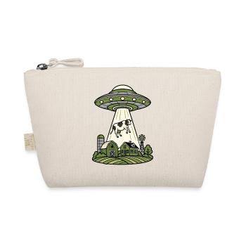 UFO Entführung Kuh Bauernhof Retro Sci-Fi Shirt - Bio-Täschchen - Natur - Vorne