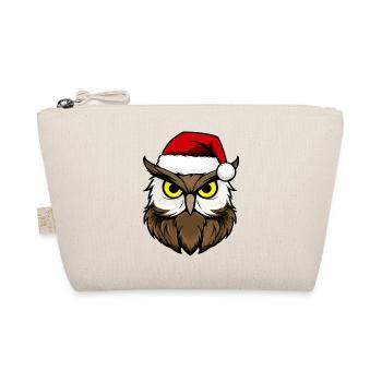 Eulen Weihnachten / Weihnachtsmann Vogel - Bio-Täschchen - Natur - Vorne