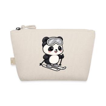 Süßer Panda Kawaii Skifahrer Cartoon - Bio-Täschchen - Natur - Vorne