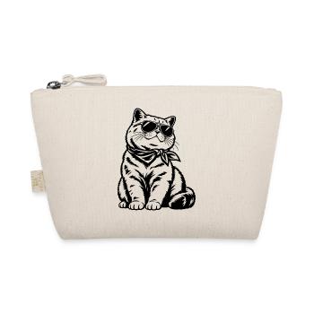 American Shorthair Katze – Cooler Biker Style - Bio-Täschchen - Natur - Vorne