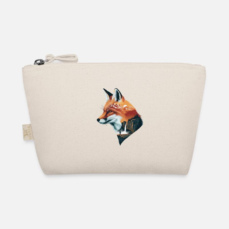 Fox Silhouette Nature Art Mountains Forest Waterfall Organic Pouch