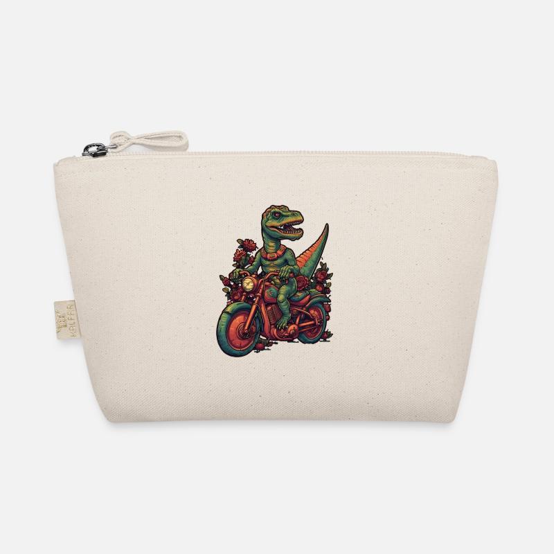 Cooler Dinosaurier auf Motorrad Bio-Täschchen