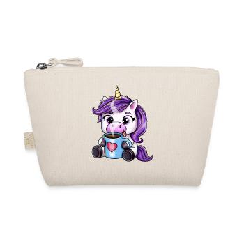Cute unicorn with coffee cup - Organic Pouch - nature - Front