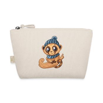 Mignon lémurien avec écharpe et chapeau à pompon. - Trousse biologique - nature - Devant