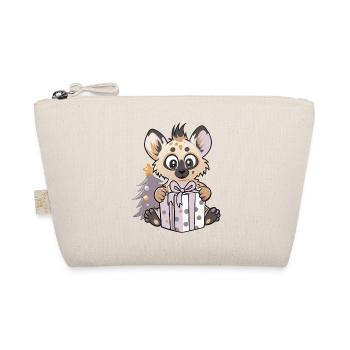 Cute hyena with gift on Christmas - Organic Pouch - nature - Front