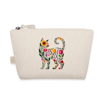 Floral Cat Silhouette für Damen - Bio-Täschchen - Natur - Vorne