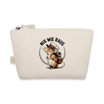Nix wie weg lustige Maus mit Rucksack geht wandern - Bio-Täschchen - Natur - Vorne