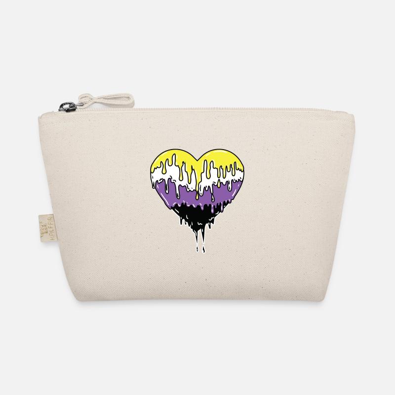 Nonbinary Pride Dropping Heart Organic Pouch