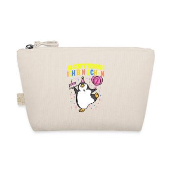 Achtung Ich Bin Schon 2 Geburtstag Pinguin - Bio-Täschchen - Natur - Vorne