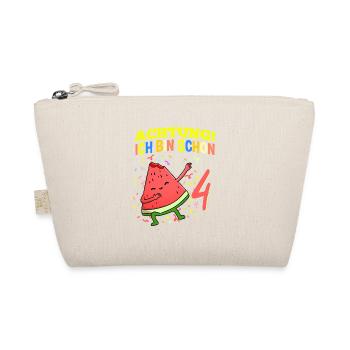 Achtung Ich Bin Schon 4 Geburtstag Wassermelone - Bio-Täschchen - Natur - Vorne