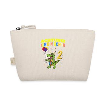 Achtung Ich Bin Schon 2 Geburtstag Alligator - Bio-Täschchen - Natur - Vorne