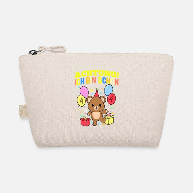 Achtung Ich Bin Schon 4 Geburtstag Teddybär Bio-Täschchen