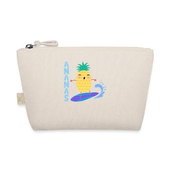 pineapple riding waves on a surfboard, - Organic Pouch - nature - Front