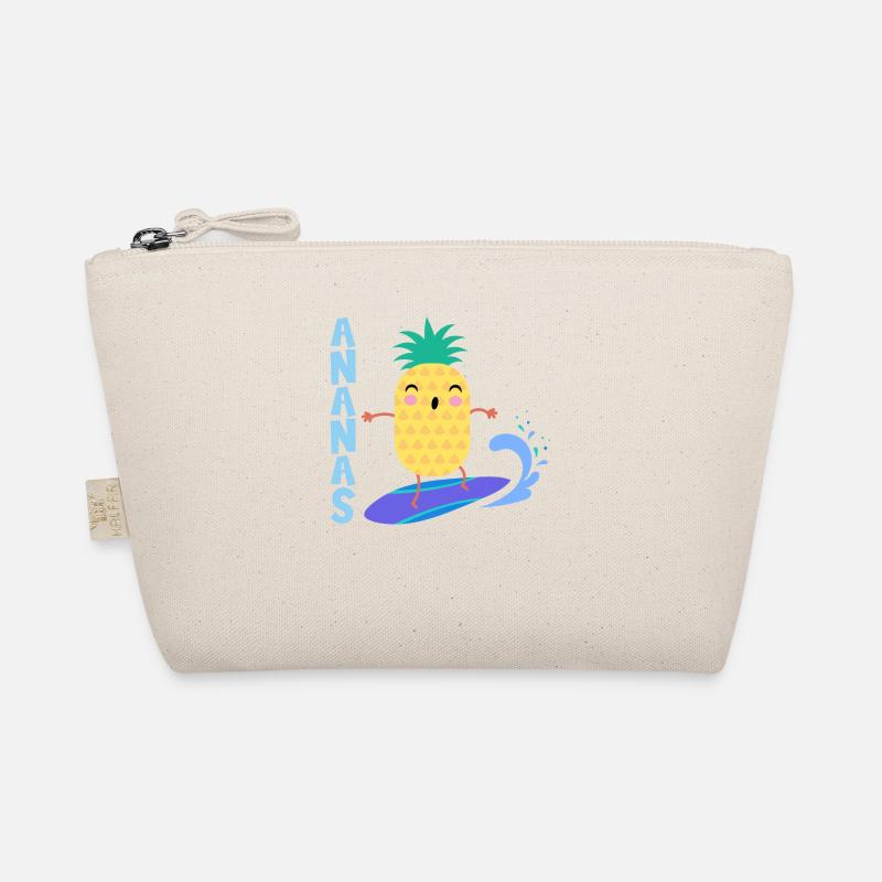pineapple riding waves on a surfboard, Organic Pouch