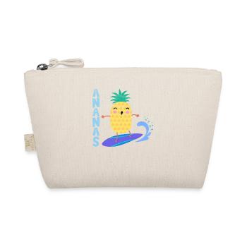 pineapple riding waves on a surfboard, - Organic Pouch - nature - Front