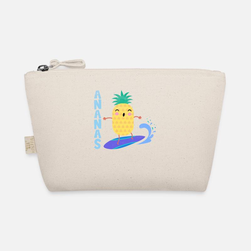 pineapple riding waves on a surfboard, Organic Pouch