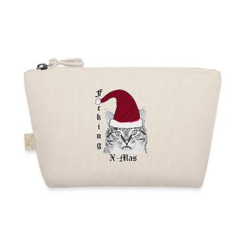 Katze mit Nikolausmütze (F#ck#ng X-Mas) - Bio-Täschchen - Natur - Vorne