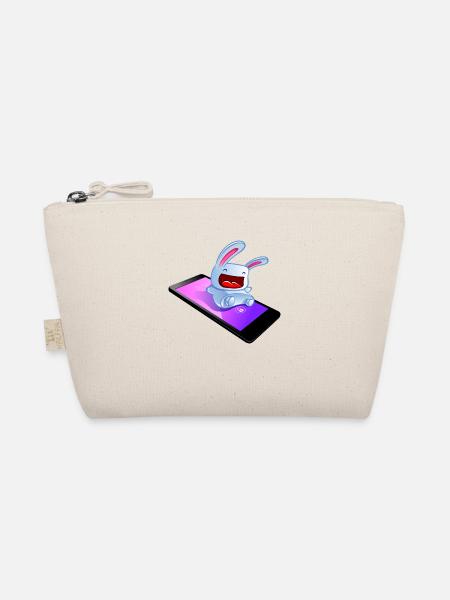 lapin sur son téléphone - Trousse biologique - nature