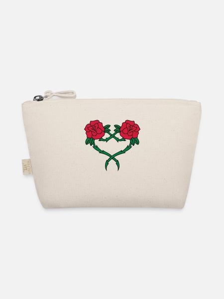 Rose Blumen-Herz-2 3c - Bio-Täschchen - Natur