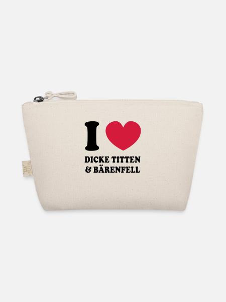 I love dicke Titten und Baerenfell - Bio-Täschchen - Natur - Vorne