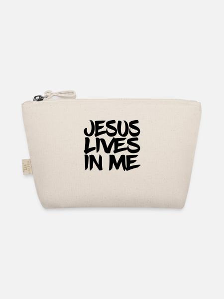 Jesus lebt in mir - Bio-Täschchen - Natur - Vorne