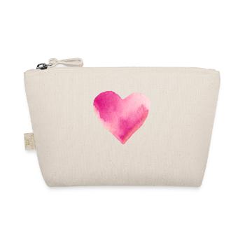 Pink Heart Watercolor Gift Idea - Organic Pouch - nature - Front