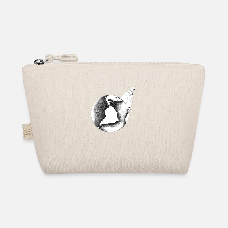 Contemplative silhouette on graphic globe - Organic Pouch - nature