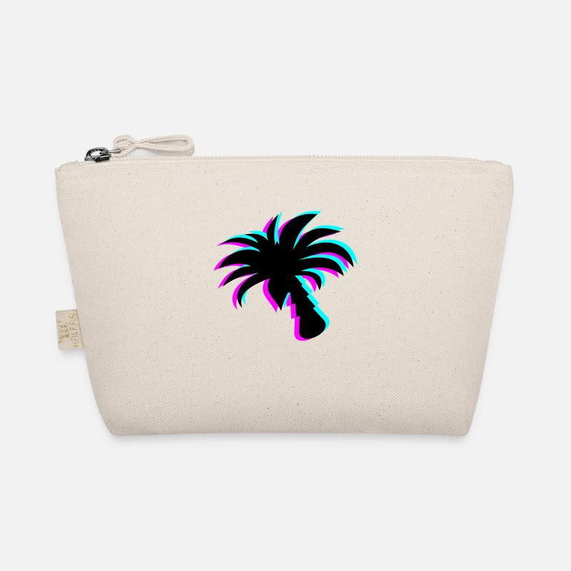 Neon Paradise: UV-leuchtende Palmen-Silhouette - Bio-Täschchen - Natur