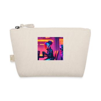 Woman in café with dog futuristic - Organic Pouch - nature - Front