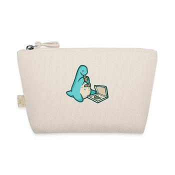 hugadino dino with pizza, cute dinosaur - Organic Pouch - nature - Front