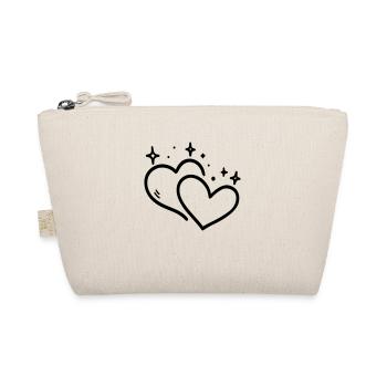 Two Hearts Glitter - Organic Pouch - nature - Front